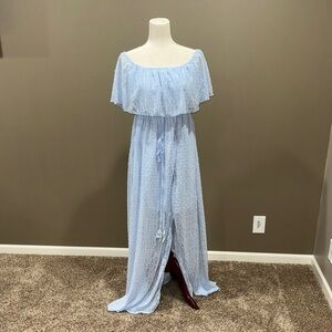 Elegant Light Blue Off-Shoulder Dress